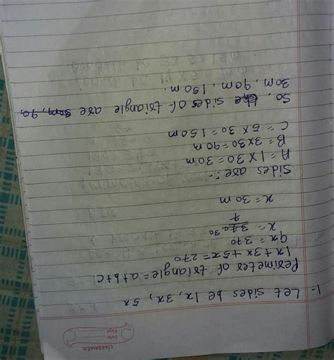 1. Ratio of three sides of a triangle are 1 : 3 : 5 and perimeter of ...