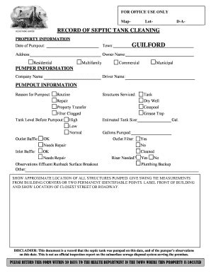 Fillable Online ci guilford ct Record of Septic Cleaning Form (must be ...