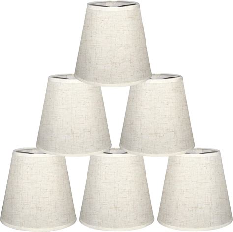 Small Lamp Shade Set of 6, Barrel Clip on Lampshades Cream White Fabric ...