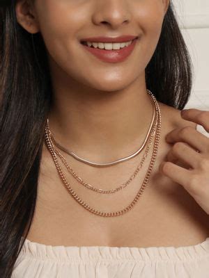 Buy Toniq Gold Chunky Layered Linked Necklace for Women Online