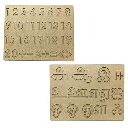 Wooden Tamil A AA E EE Uyir Eluthukkal Tracing Board | 123 Number ...