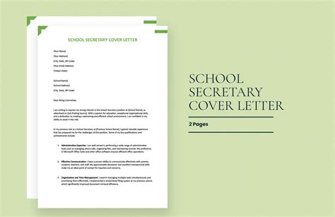 School Secretary Cover Letter in Word, Google Docs - Download ...
