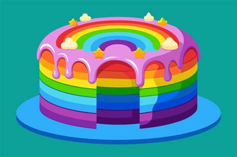 A playful rainbow cake featuring bright layers and whimsical frosting ...