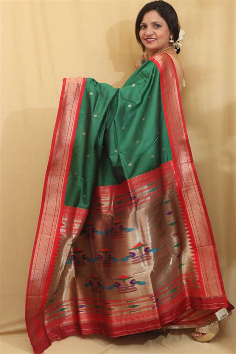 Stunning Green Paithani Silk Saree