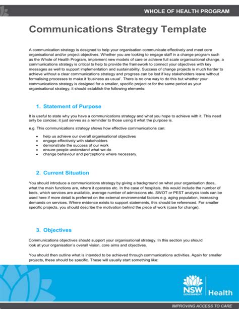 Programme Communication Strategy Template 的图像结果