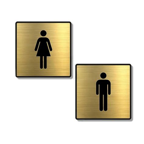 : Brushed Gold Men & Women Washroom Sign – Premium Acrylic Restroom Si ...