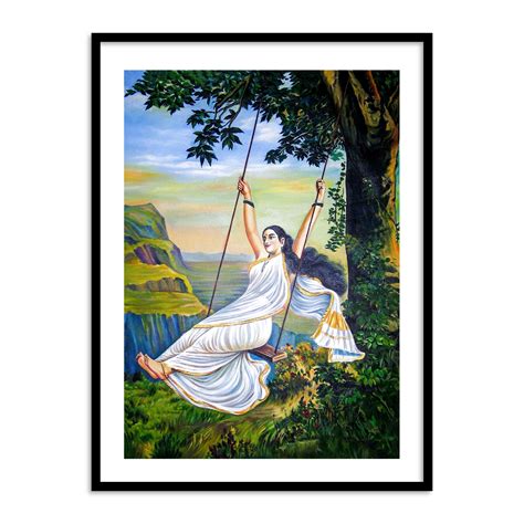 Mohini on a Swing by Raja Ravi Varma Wall Art Painting for Decor – The ...