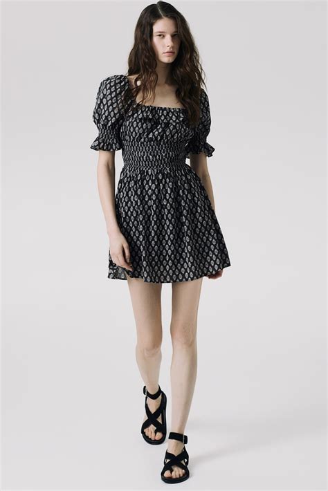 Frill-trimmed crêpe dress - Dark grey/Patterned - Ladies | H&M IN