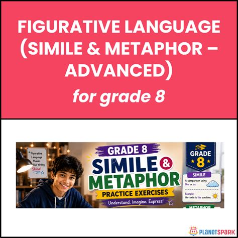 Class 8 English Worksheet on Simile and Metaphor | PlanetSpark