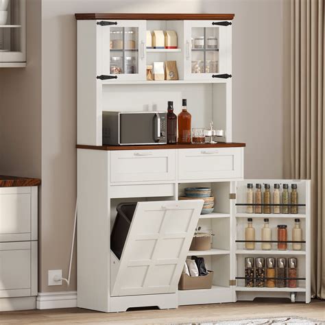 Dextrus Kitchen Pantry Cabinet Fits 10-gal Trash Can, Storage Cabinet ...