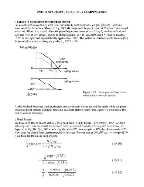 UNIT IV: Stability & Frequency Compensation in Multipole Systems - Studocu
