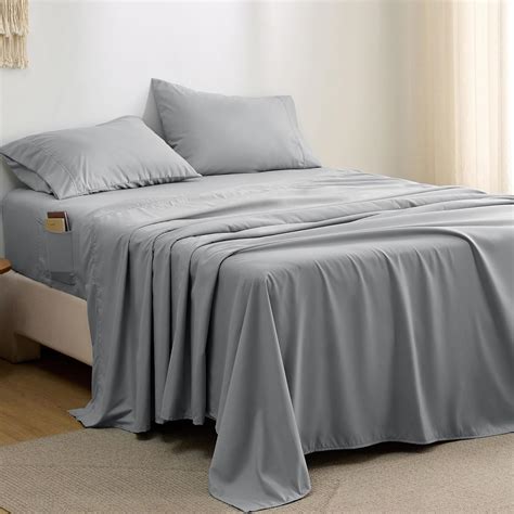 Bedsure Bed Sheets with Side Pocket, King Sheet Set up to 16" Deep ...