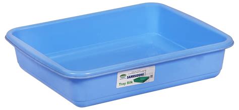 Samruddhi Plastic Tray (32.5 cm x 26.5 cm x 15 cm, Blue) : Amazon.in ...