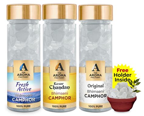 The Aroma Factory Pure Bhimseni Camphor, Fresh Active, Kesar Chandan ...