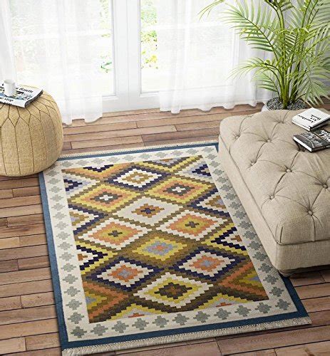 Buy Imperial Knots Multicolor Aztec Hand Woven Kilim Dhurrie 5X8 Feet ...