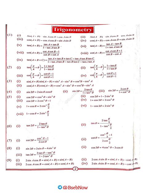 Image result for Class 12th Maths All Formulas Chart