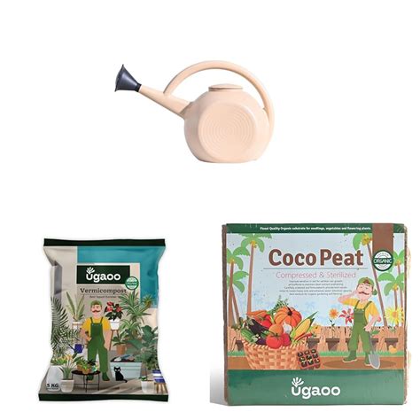 Ugaoo 5 Litre Large Plant Watering Can for Garden-Beige & Ugaoo Organic ...