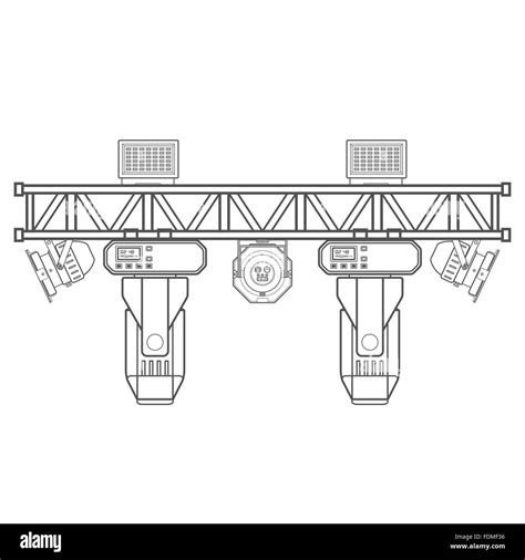 vector monochrome contour metal frame concert stage truss lighting moving head led par UV ...