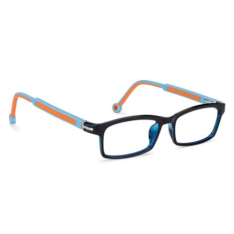 Buy Kids Glasses: Black Sky Blue Orange Full Rim Rectangle Kids 5-8 yrs ...