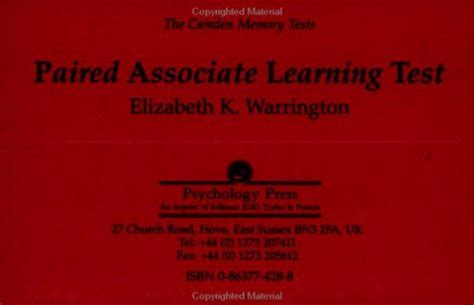Buy The Camden Memory Tests: Paired Associate Learning Test: Volume 3 ...