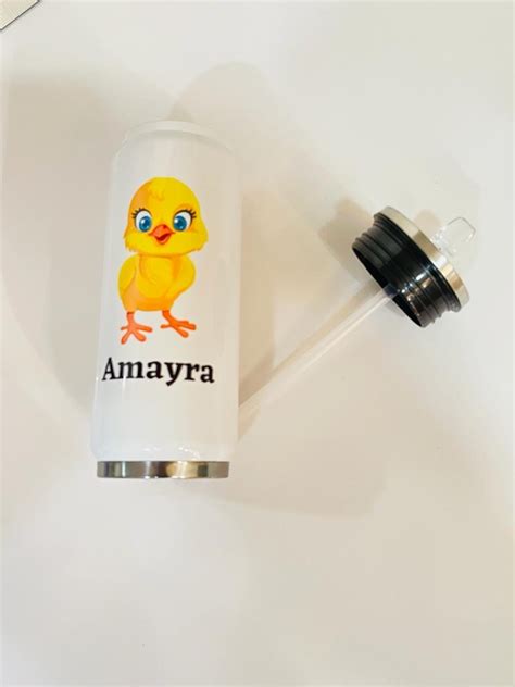 Customised Steel Can with Straw - scope of name with any cartoon/pictu ...