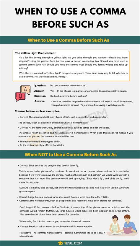 When To Use A Comma Before "Such As" • 7ESL