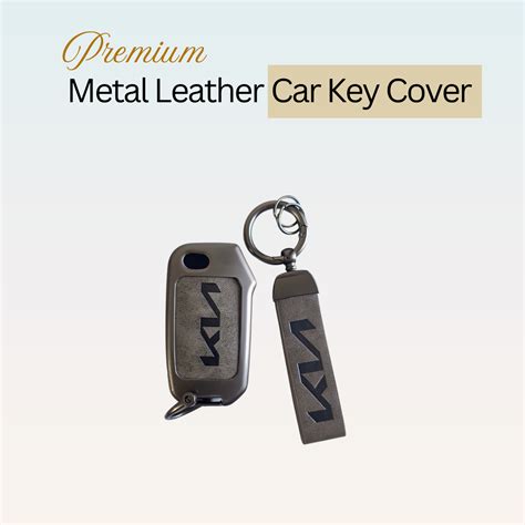 Metal Leather Car Key Cover Compatible With Kia Kia Seltos HTE, Sonet ...