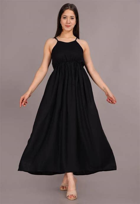 Daevish Women Gathered Black Maxi/Full Length Dress - Buy Daevish Women ...