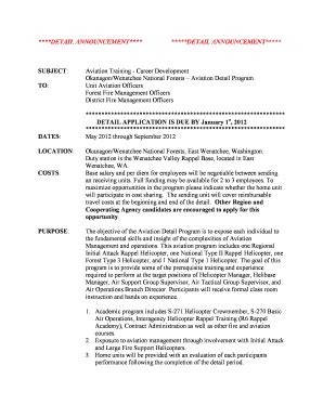 Fillable Online fs usda DETAIL ANNOUNCEMENT**** *****DETAIL ...