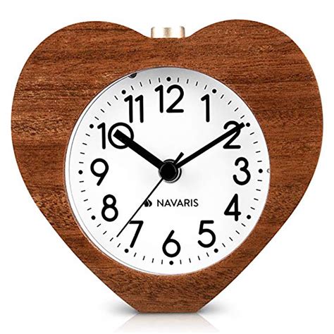 Buy QUETA Analog Wooden Alarm Bedside Clock, Silent Night Light Child ...