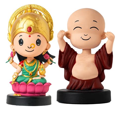 Bobblehead Laxmiji (Green) & Saibaba Bobblehead | Pack of 2 : Amazon.in ...