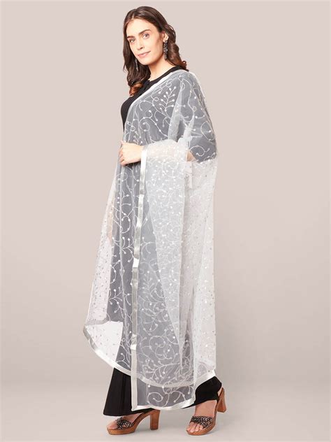 Embroidered dupatta, Silver dupatta, Net Dupatta, dupatta for women ...