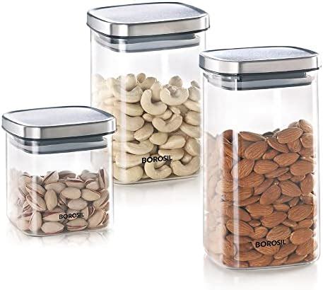 Buy Borosil Classic Square Glass Jar, Air-Tight Storage Container For ...