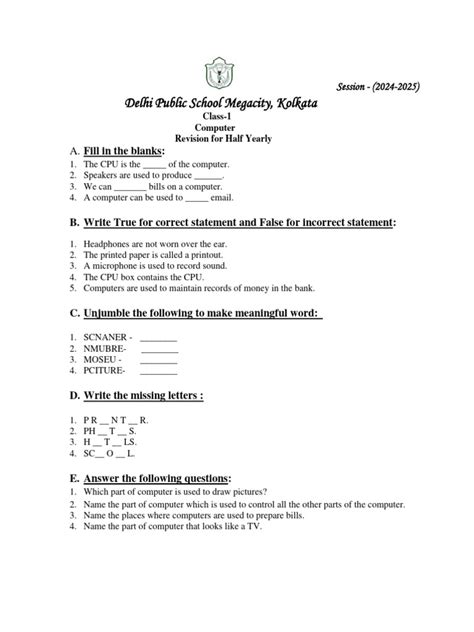 Image result for Class 1 Computer Question