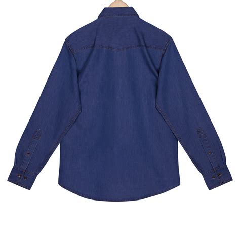 Stiffcollar Classic Light Blue Indigo Washed Denim Shirt for Men ...