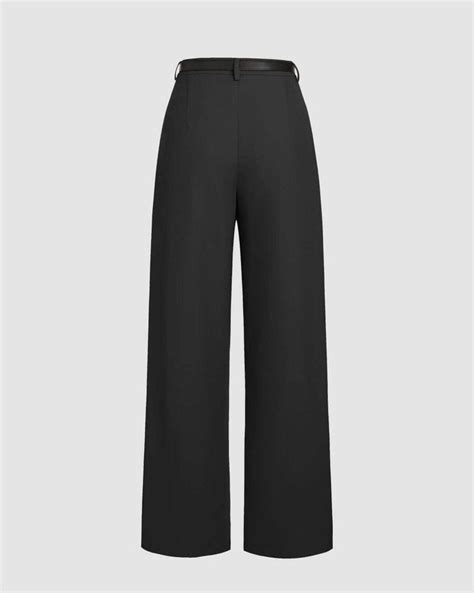 Pleated High Waisted Wide Leg Black Trousers - Littlebox India