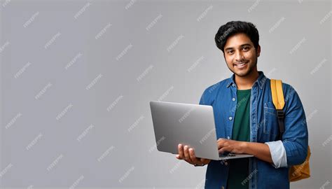 Indian College Student with Laptop Digital Education Concept | Premium AI-generated image