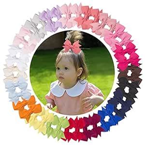 MOONSTON 48piece 2" Pinwheel Hair Bows Clips Pigtail Bows Clips For ...