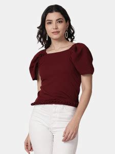 Westhood Casual Solid Women Maroon Top - Buy Westhood Casual Solid ...