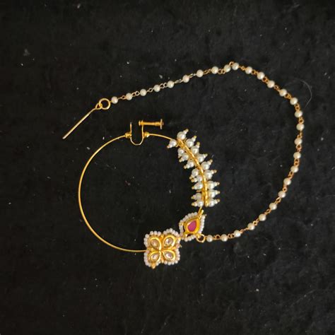 ZEVAR I Indian Polki Nose Ring/ Nath/ Nathni With Chain – Zevar