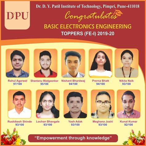 University Ranker - Dr. D. Y. Patil College of Institute of Technology