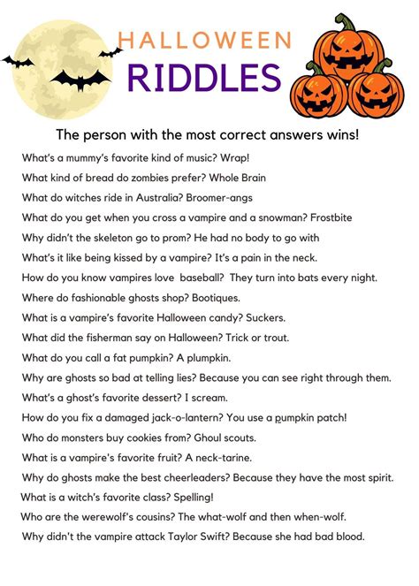 Halloween Game for Kids Printable Party Game Riddle Digital Download Trick or Treat Quiz - Etsy ...