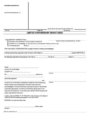 Fillable Online Limited partnership grant deed - Allan Erdy Escrow Fax ...