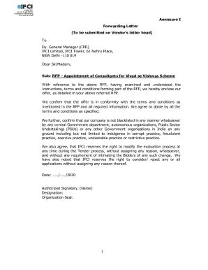 Fillable Online 1 Annexure I Forwarding Letter (To be submitted on ...