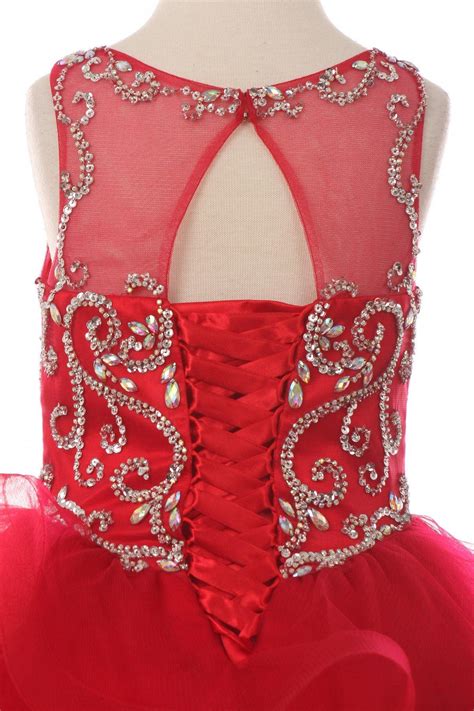 Pink Beaded Gown with Horsehair Layered Flower Girl Dress - Formal Dresses & Gowns