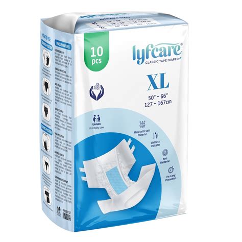 Lyfcare Open Tape Adult Diaper Extra Large (XL) - 10 Units | Unisex ...