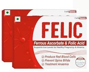 Felic Ferrous Ascorbate & Folic Acid | Iron Supplement for Women and ...