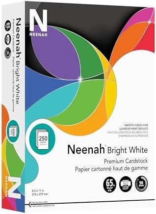 Neenah Bright White Cardstock, 8.5" x 11", 65 lb/176 gsm, 250 Sheets ...