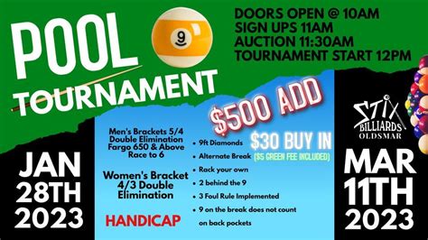 9 BALL TOURNAMENT AT STIX OLDSMAR!, Stix Oldsmar, Palm Harbor, January ...