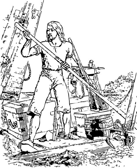 Robinson crusoe on island, illustration to novel free image download